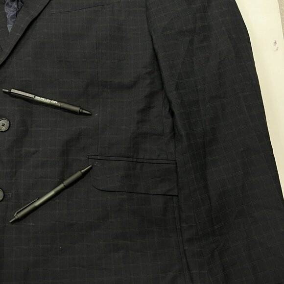 Kenneth Cole Reaction Wool Blazer Suit Jacket Coat 46 R Dark Navy Blue Check - Picture 6 of 8